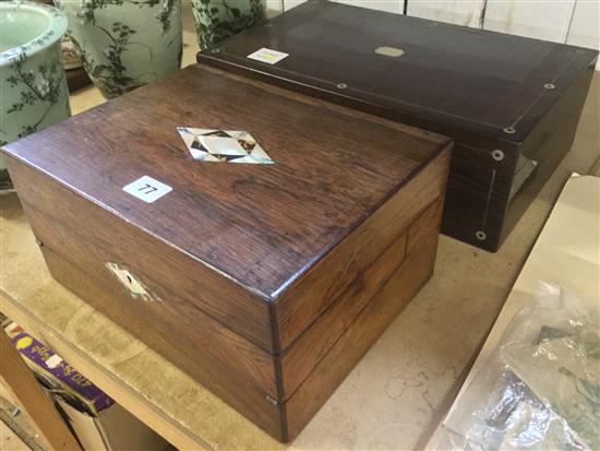 Rosewood sewing box and a writing slope